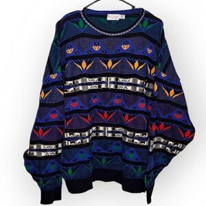 St. Croix Knits Vintage 80s Funky Pattern Sweater size XL